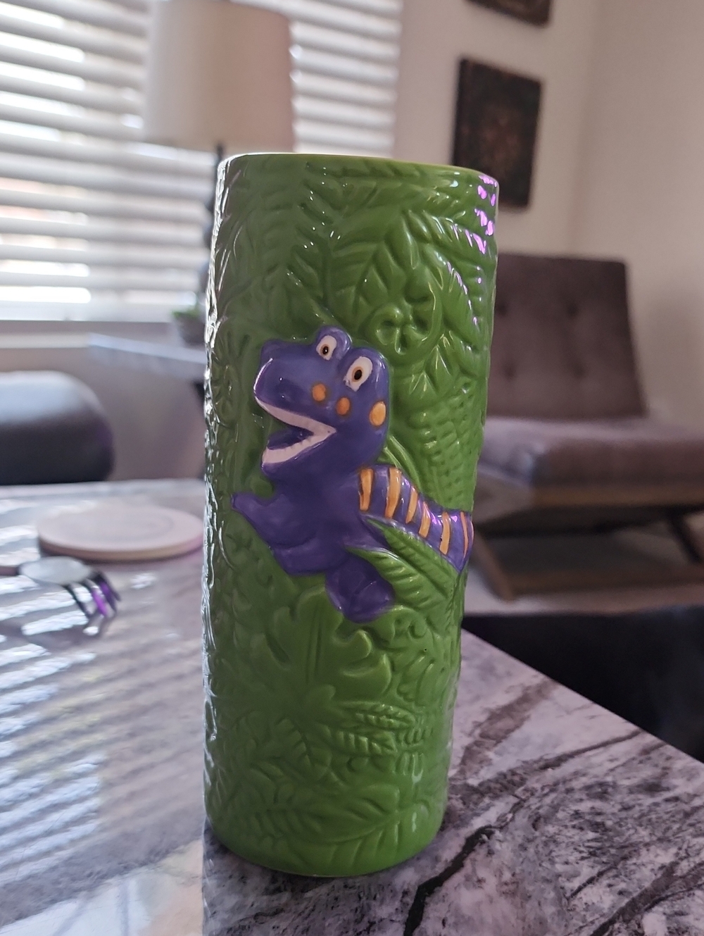Tiki Mug Green Ceramic 7.5" Barware T-REX Restaurant Orlando